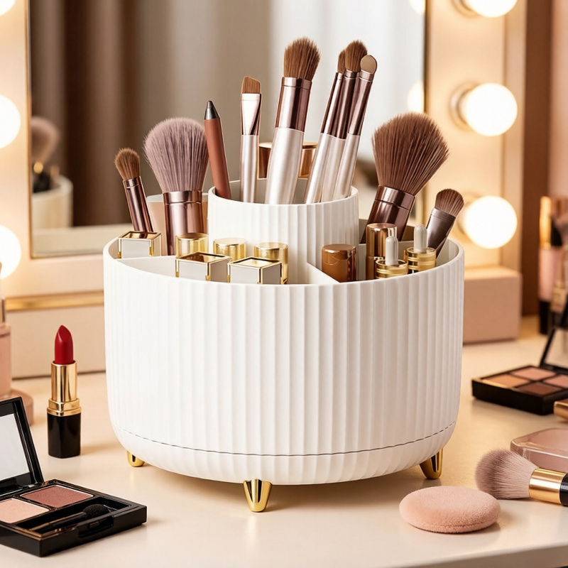 Beauty Kiss Makeup - 360° Rotating Makeup Storage Box, Large