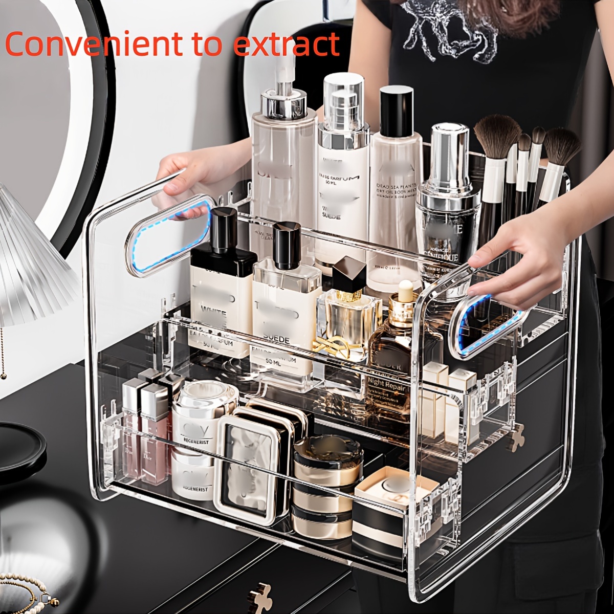 Beauty Kiss Makeup - 1pc Desktop Cosmetic Organizer Acrylic Transparent