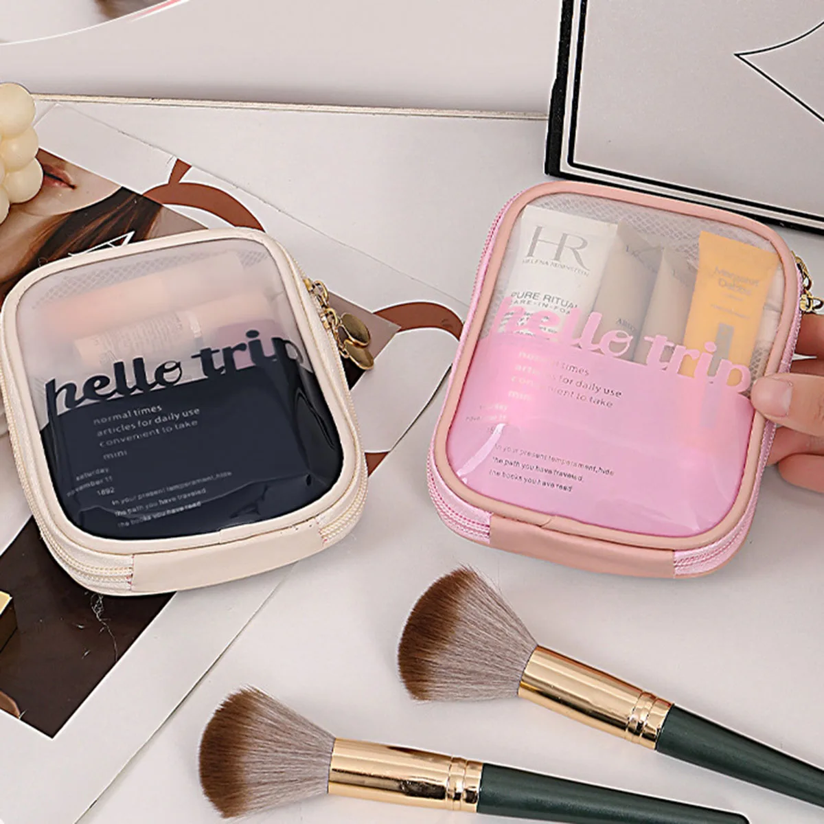 Beauty Kiss Makeup - Transparent Portable Cosmetic Pouch Lipstick Organizer