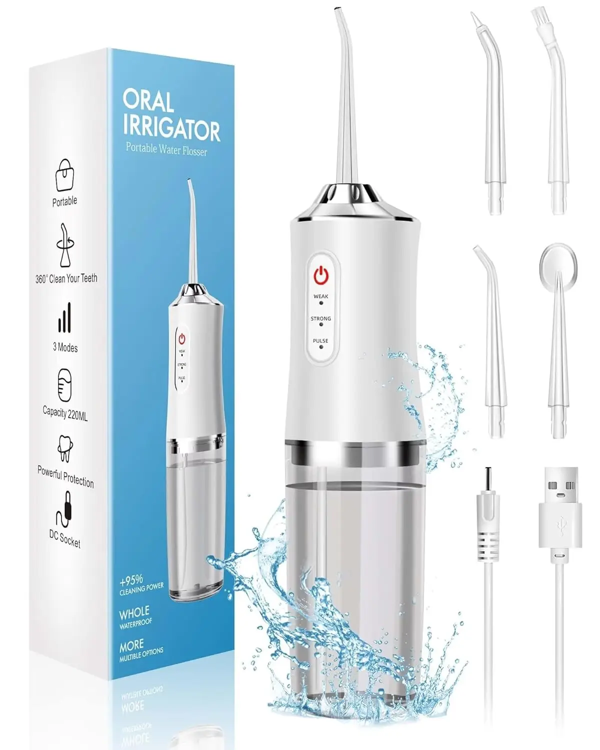 Micellar Water Cleanser - Oral Irrigator Portable Water Flosser, USB