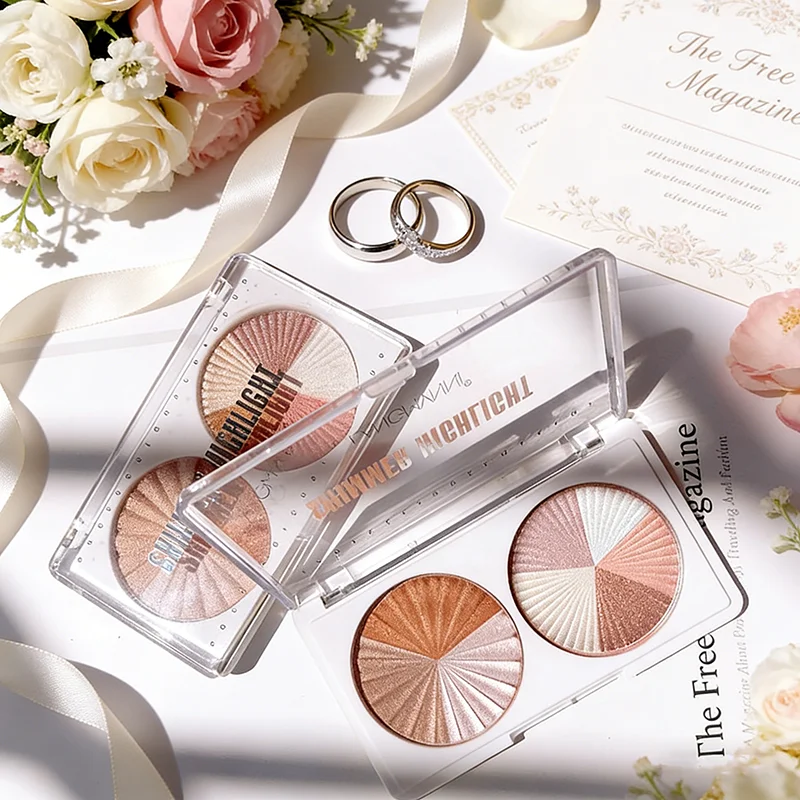 3D Shimmer Dual Pan Highlighte - Highlighter Bronzer Palette 评论和价格