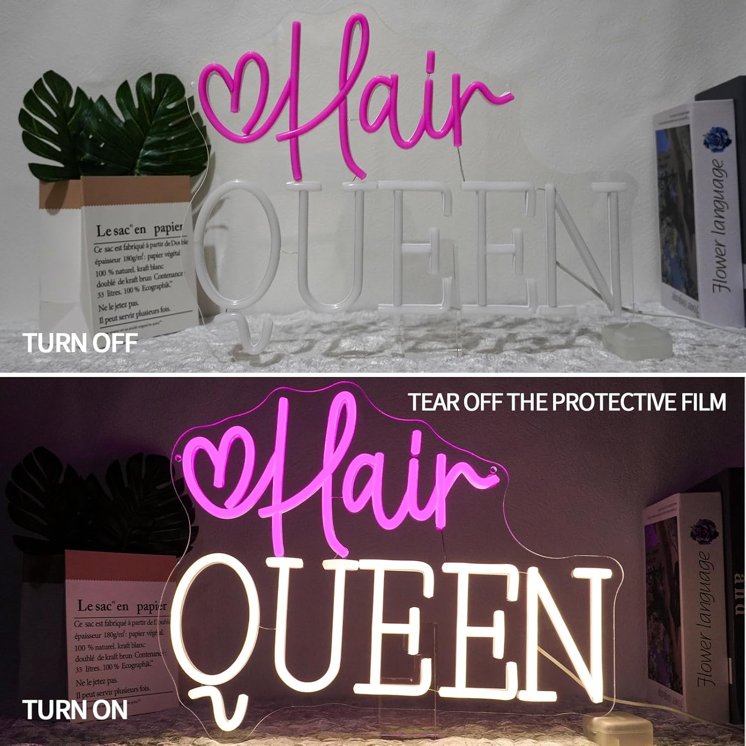 Hair Queen Neon Sign USB Power - Beauty Queen Makeup Studio 评论和价格
