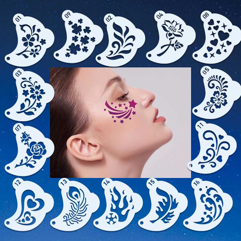 16Pcs Face Painting Stencil Se - Setting Spray 评论和价格